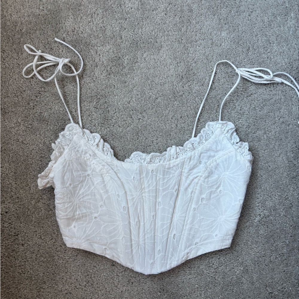 Verge Girl White Eyelet Corset Crop Top